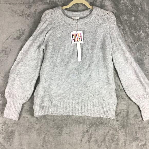 Caslon Womens Size Sm Grey Light Heather Rib Yoke Pullover Sweater Long Sleeves - Picture 1 of 16